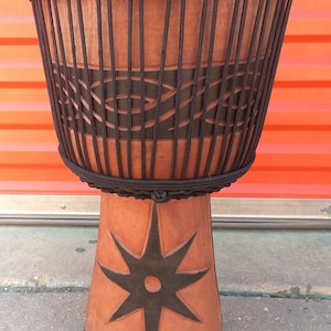 CLEARANCE SALE Handmade 24&quot; Tall Deep Carved Djembe Hand Drum 60m6, FREE Head Cover