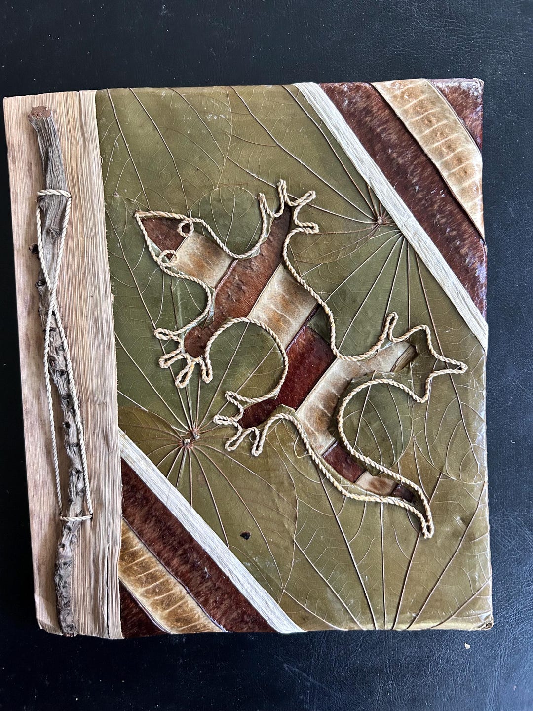 Large 11”x 9”, Gecko, Lizard, Leaf Notebook Journal Hand Crafted ...