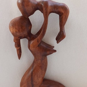 Handcarved 8&quot; Abstract Mother and Baby/Child Love Statue Sculpture Wooden