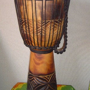 Handmade 20" Tall Deep Carved Djembe Bongo Drum M3 + FREE Head Cover