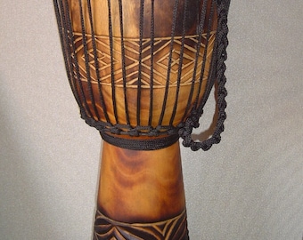 Handmade 20" Tall Deep Carved Djembe Bongo Drum M3 + FREE Head Cover