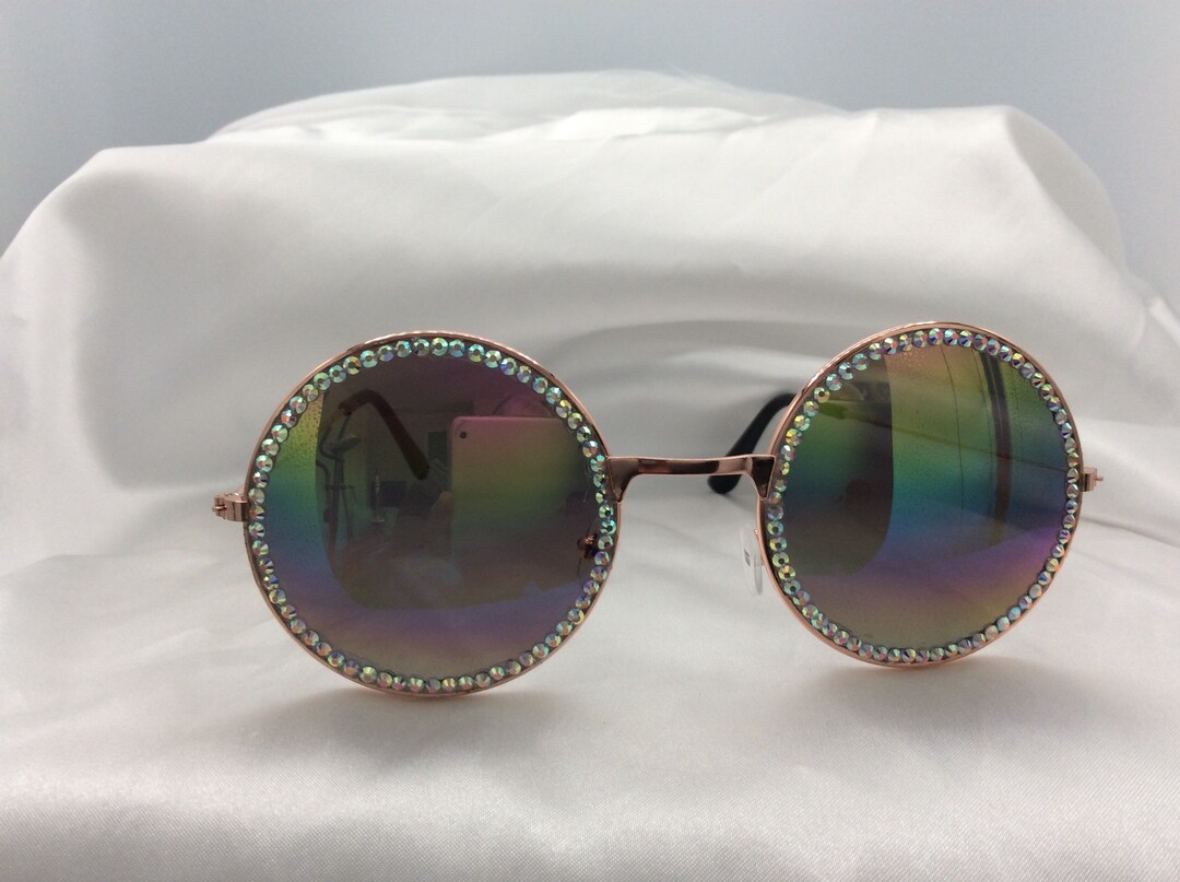 Retro Visor Sunglasses With Rainbow Mirror Lens, Unisex