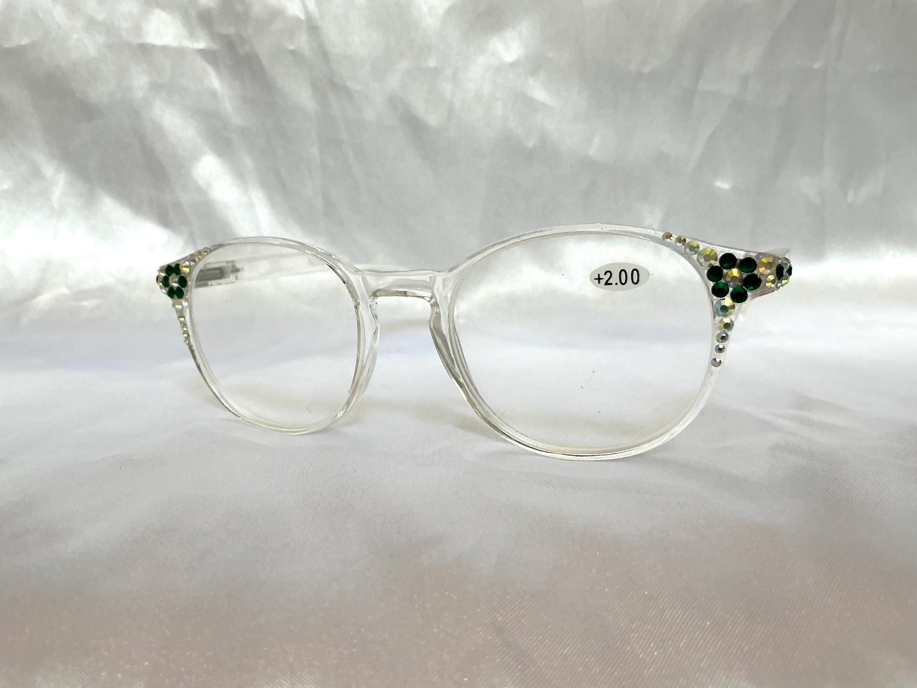 Swarovski Crystal Reading Glasses: Vintage Iridescent Green  display picture 3