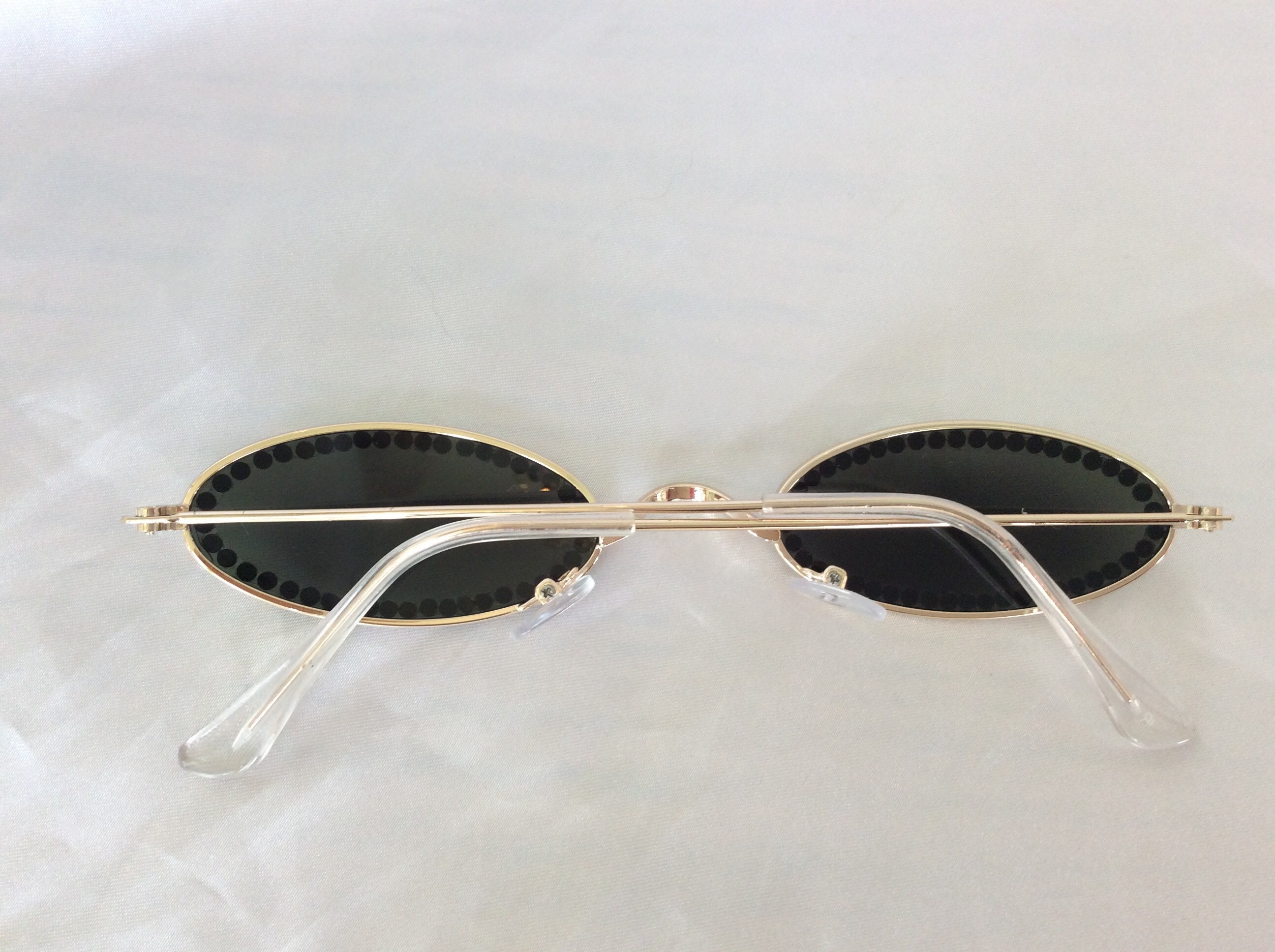 Swarovski Crystal Embellished, Silver Frame, Black Oval 