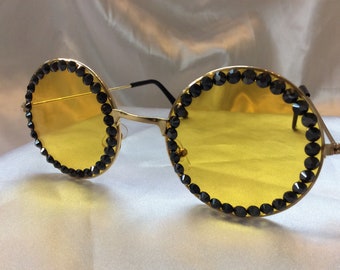 Crystal Embellished Sunglasses with Yellow Lens Women main image 2