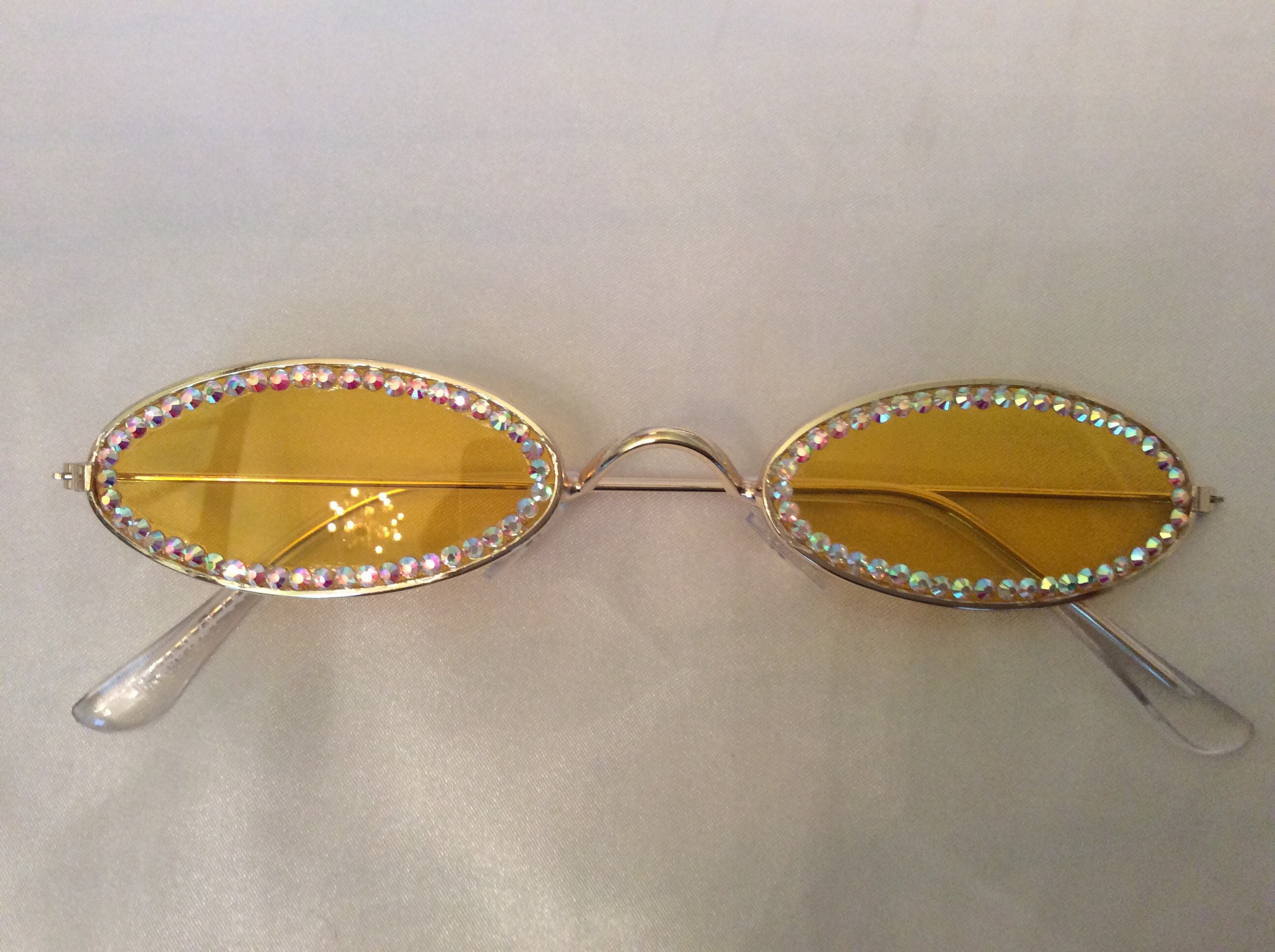 Rare NWT Swarovski Shiny Yellow w/ Crystal Accent Frame/ Roviex Lens Sunglasses Yellow Lense, Swarovski Crystal Embellished, Vintage Oval  main image 2