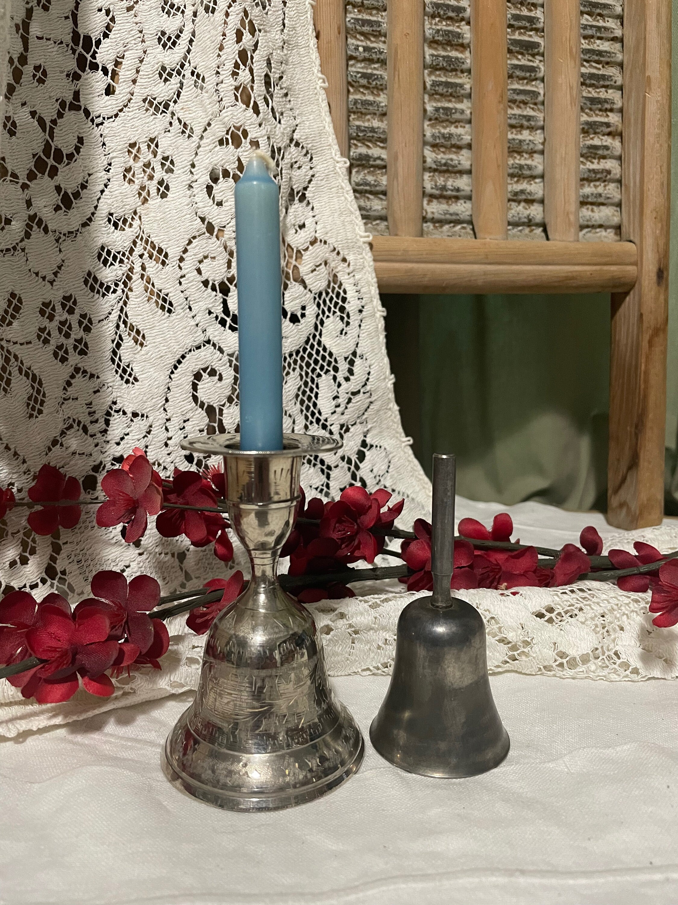 Silver Bell Candle Holder Bell Service Bell Etsy