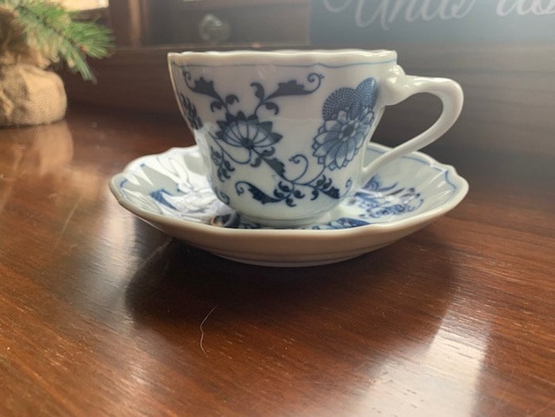 Blue Danube Blue Onion Pattern Cobalt Blue and White Vintage Tea Cup Blue Danube Tea Cup and Saucer