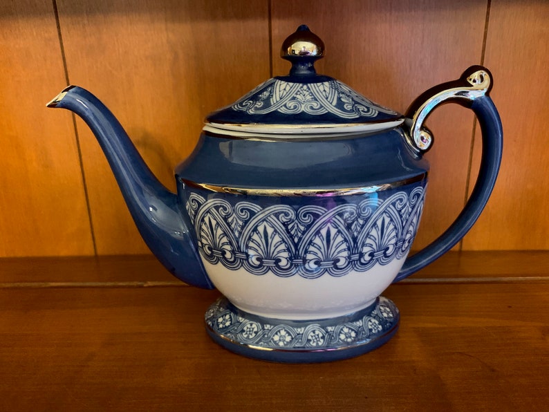 Beautiful Bombay Blue and White Tile Teapot With Silver Trim Etsy