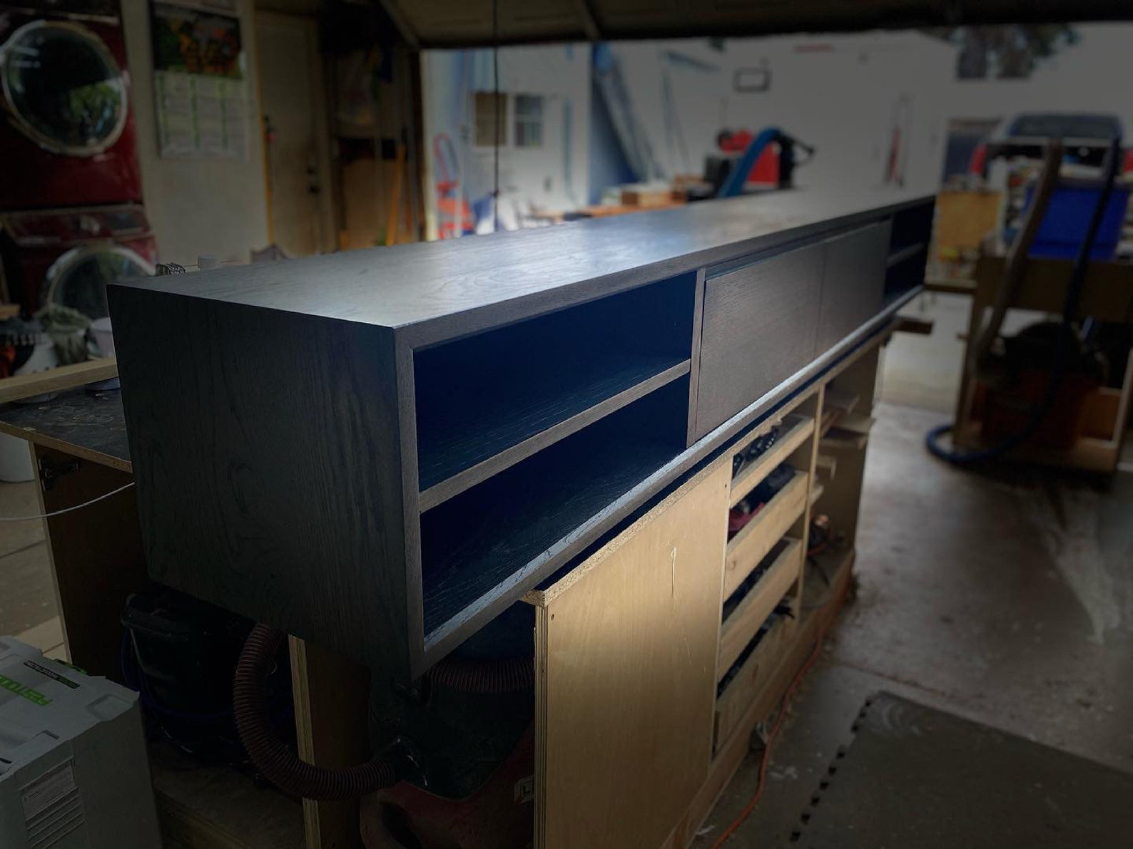 White oak floating media console Etsy