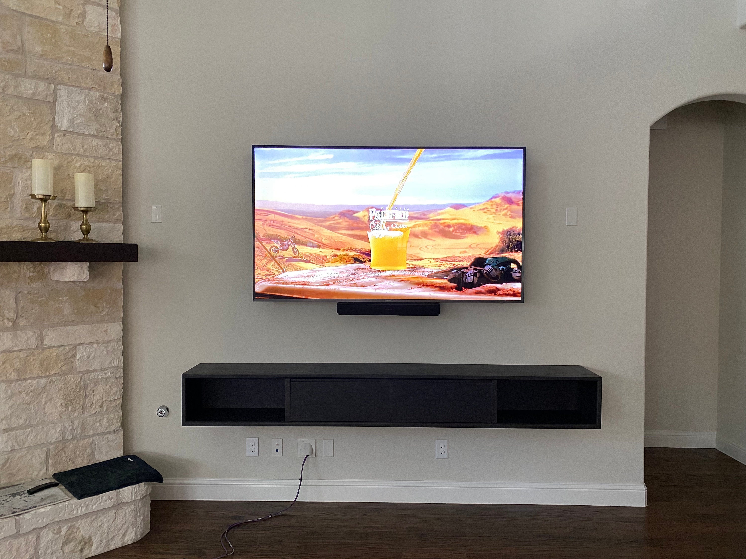 White oak floating media console Etsy