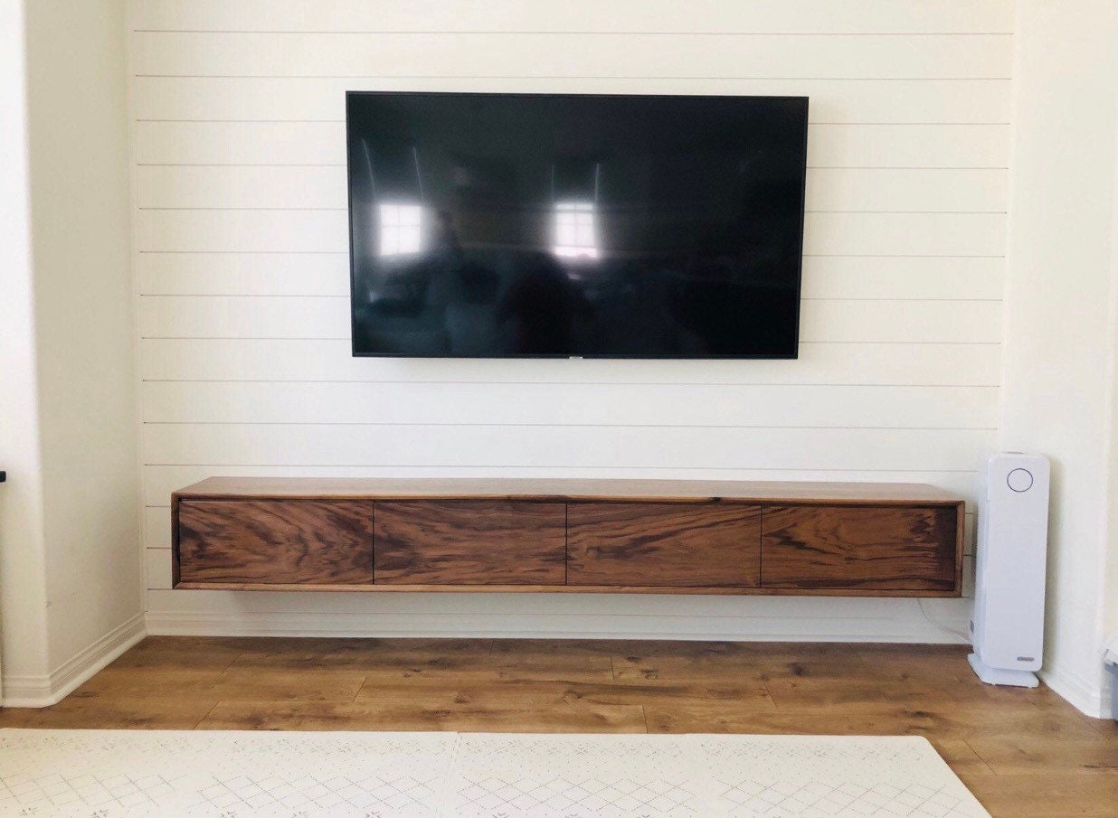Walnut Floating Media Console Etsy UK