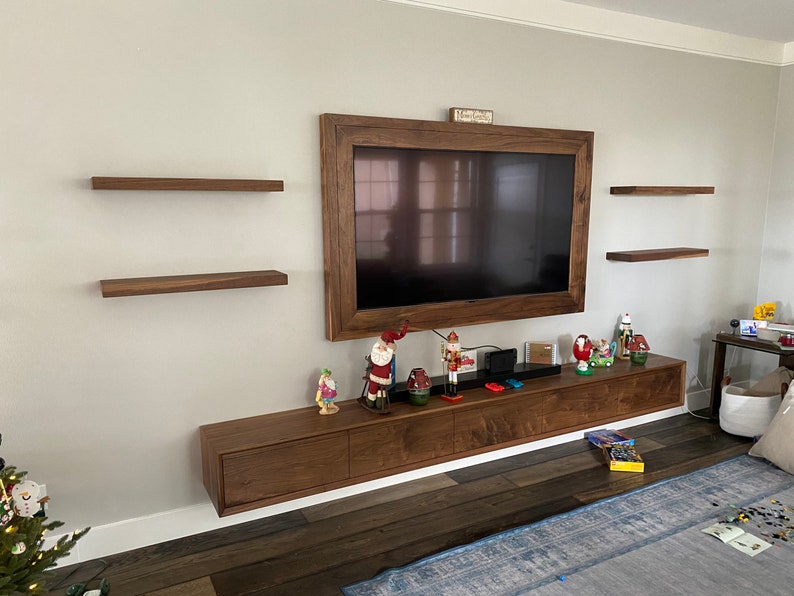 Walnut Floating Media Console Etsy UK