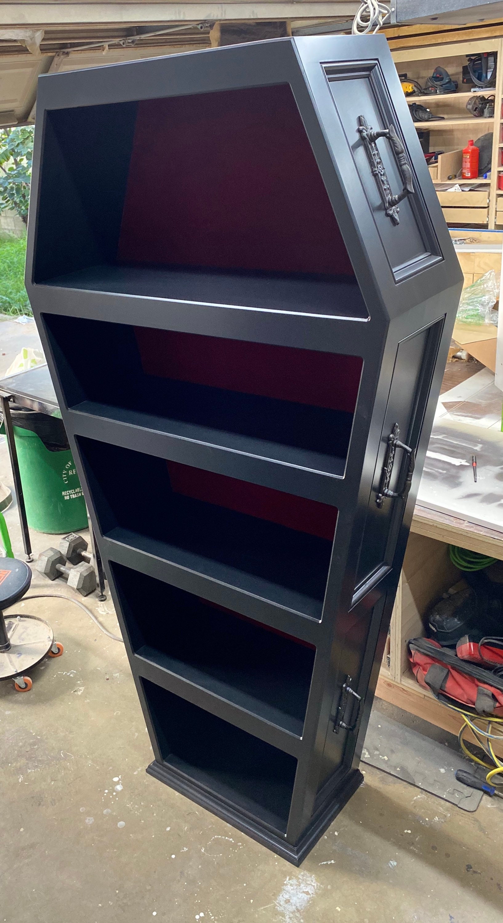 Coffin shaped bookcase deals