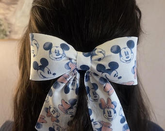 Minnie and Mickey Mouse Fabric hair bow (structured) - Disney bow (Large size)