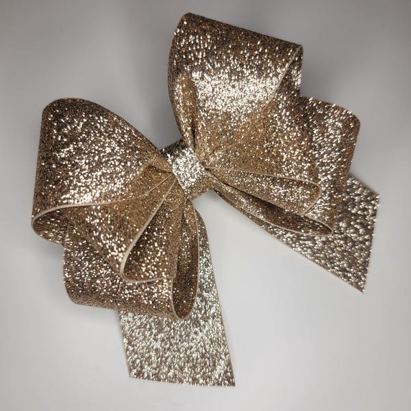 Gold and Silver Christmas hair bow with glitter (Large size)