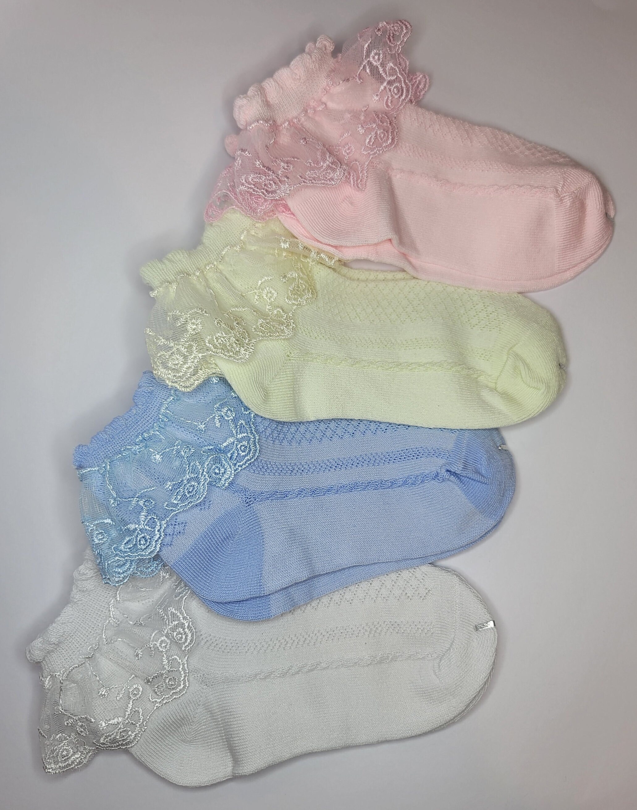 Lot 4 Paires Chaussettes Dentelle Volants - Filles 4-7 Ans - Baptême Communion