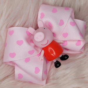 Peppa Pig hair bow (Large size) heart ribbon