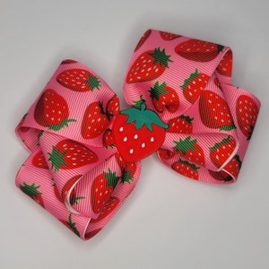 Strawberry hair bow (large size)