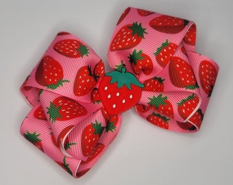 Strawberry hair bow (large size)