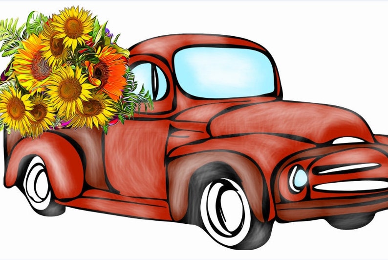 Free Free 132 Vintage Truck With Sunflowers Svg SVG PNG EPS DXF File