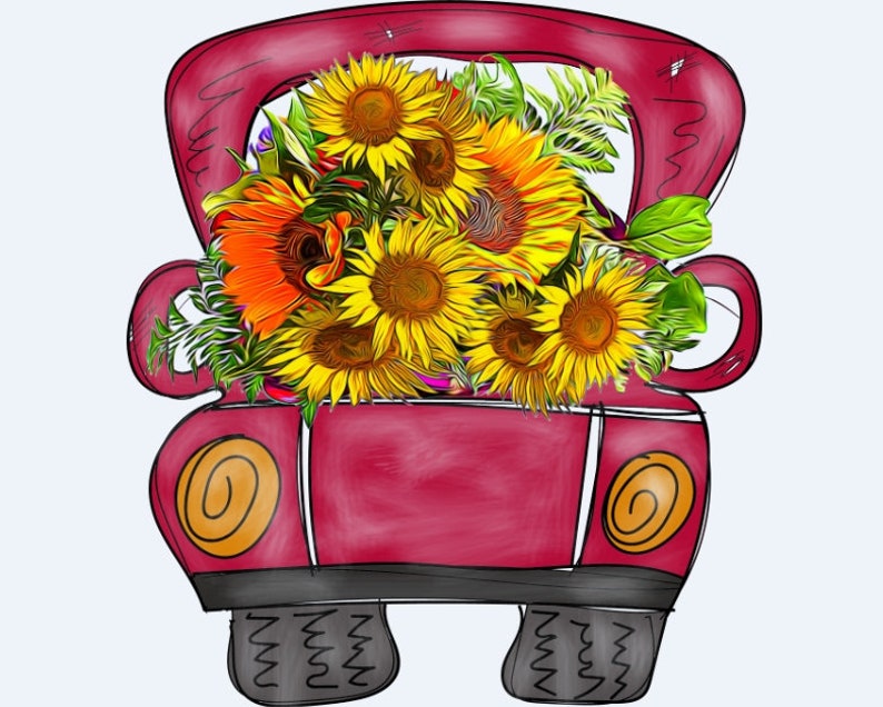 Free Free 265 Old Truck With Sunflowers Svg SVG PNG EPS DXF File