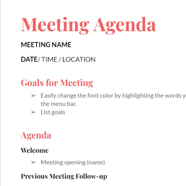 Meeting Agenda and Meeting Minutes Template