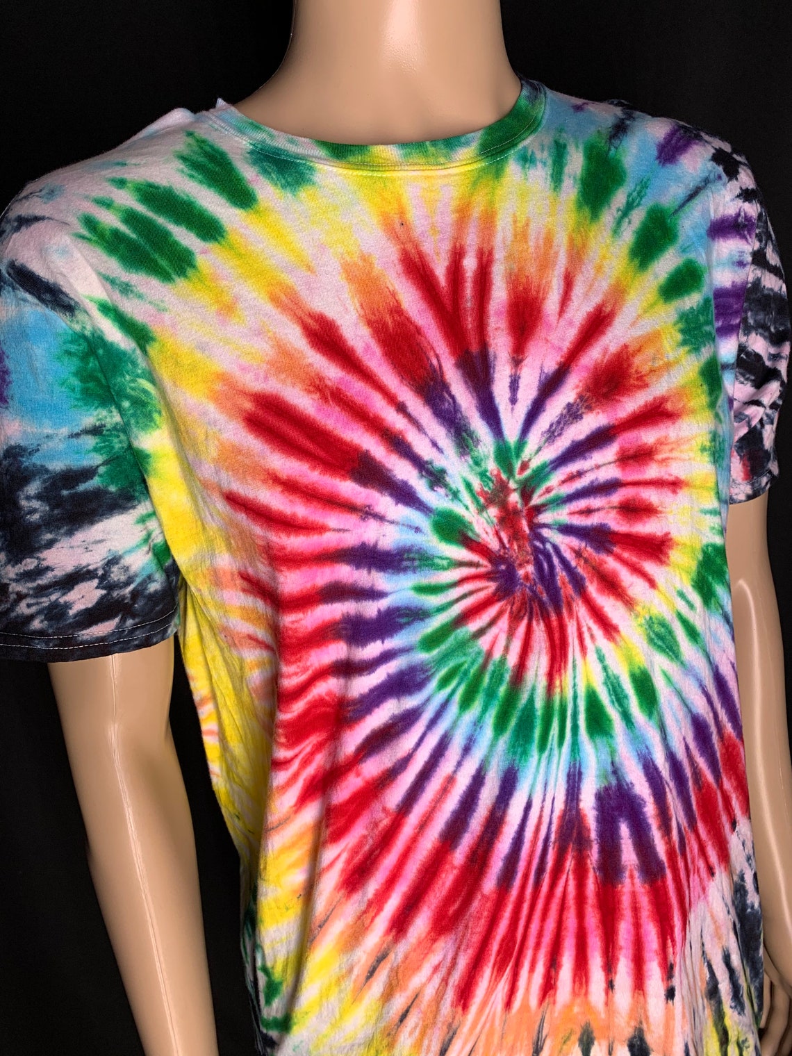 Rainbow tie dye tshirt handmade rainbow swirl tie dye t Etsy
