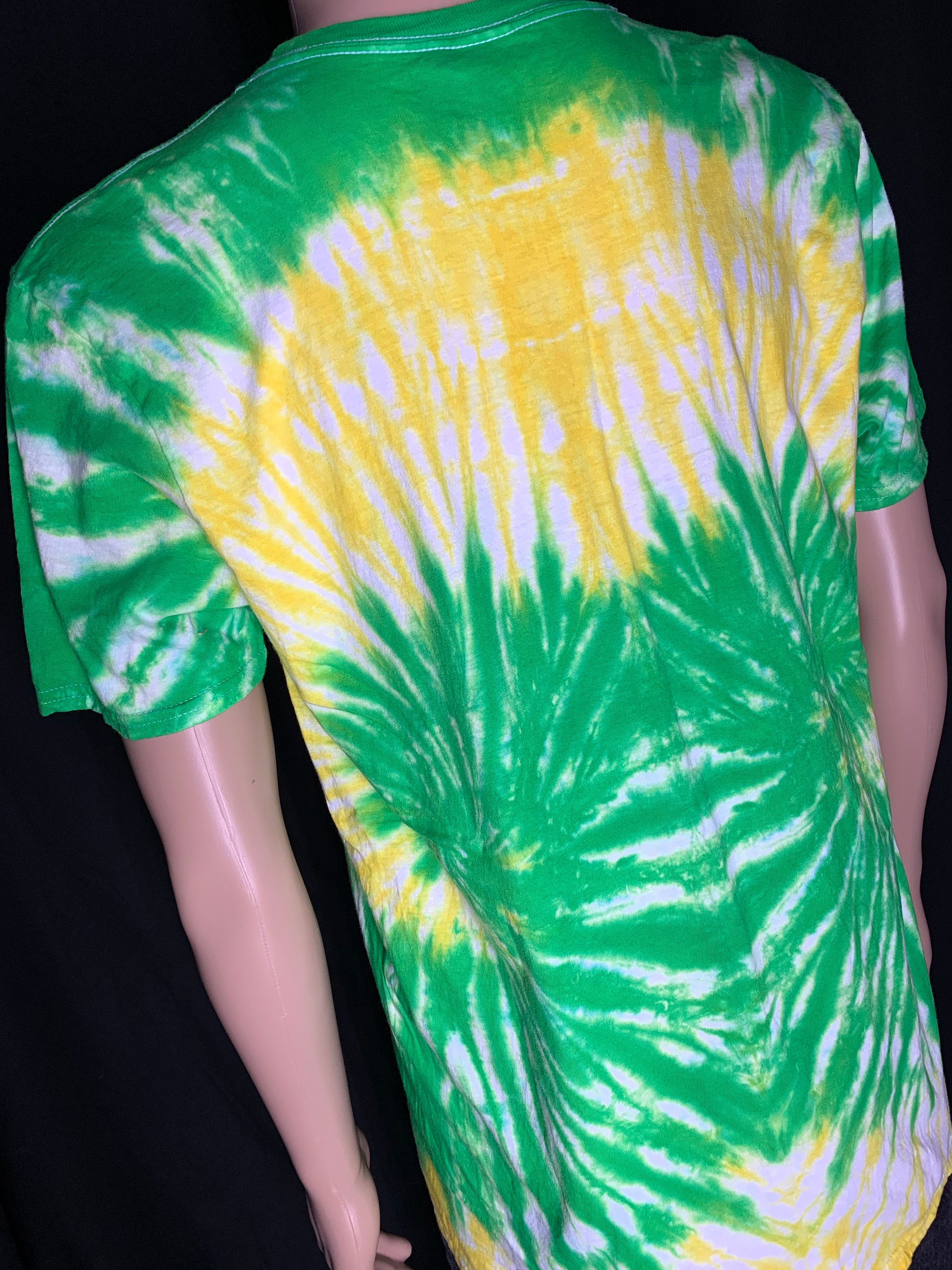 Handmade Tie Dye TShirt Green Reversed Spiral Tee Yellow Etsy