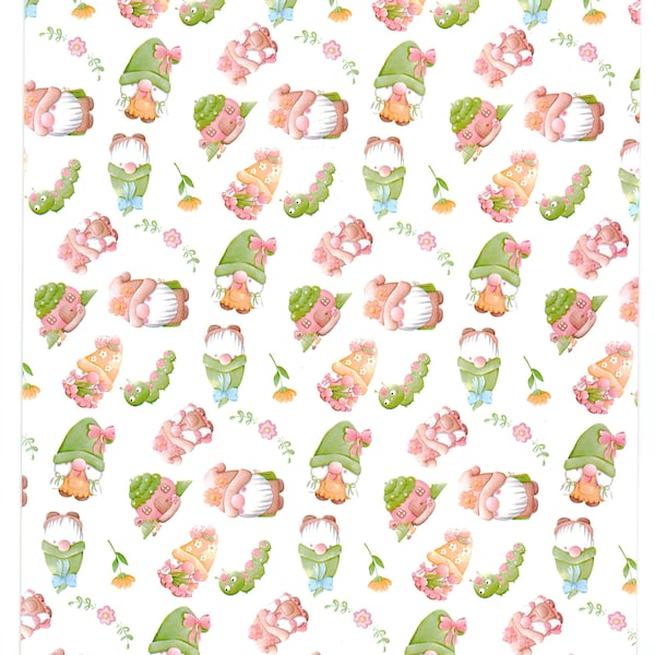 Decorative Diamond Painting Release Papers "Spring Gnomes & Caterpillars"