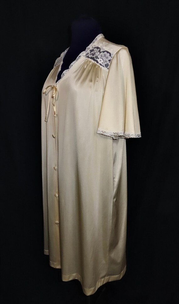 Vintage Cream Robe with Lace Nightwear 1980s Loun… - image 3
