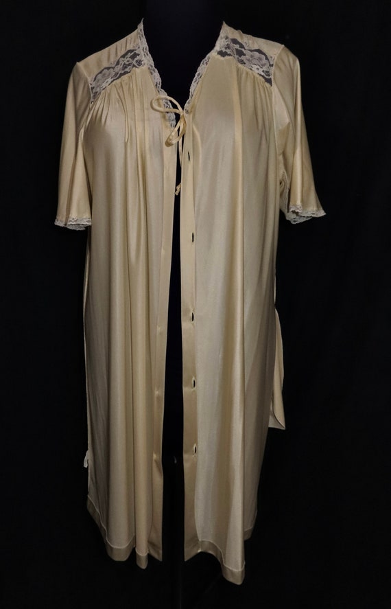 Vintage Cream Robe with Lace Nightwear 1980s Loun… - image 9
