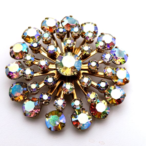 Vintage Iridescent Brooch Pin 40s 50s 60s Jewelry… - image 1