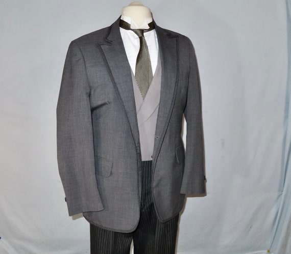 Gray Tuxedo Jacket Vintage Coat Tropical Formal 4… - image 1