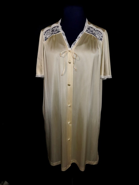 Vintage Cream Robe with Lace Nightwear 1980s Loun… - image 4