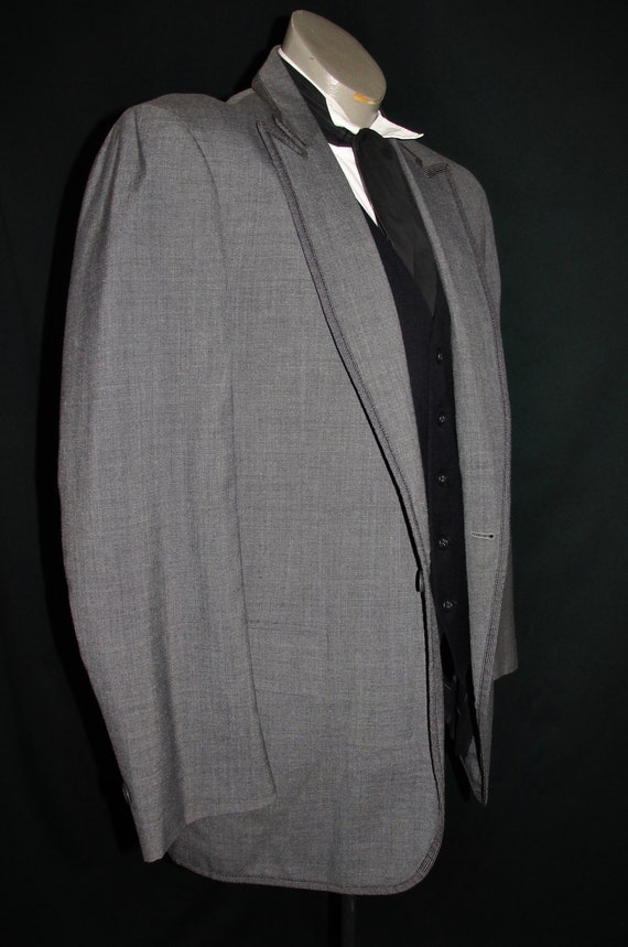 Gray Tuxedo Jacket Vintage Coat Tropical Formal 4… - image 2