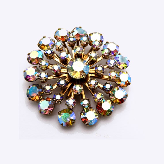 Vintage Iridescent Brooch Pin 40s 50s 60s Jewelry… - image 2