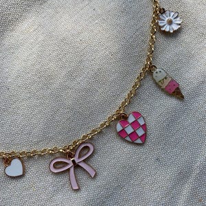 Cute pink and white charm necklace