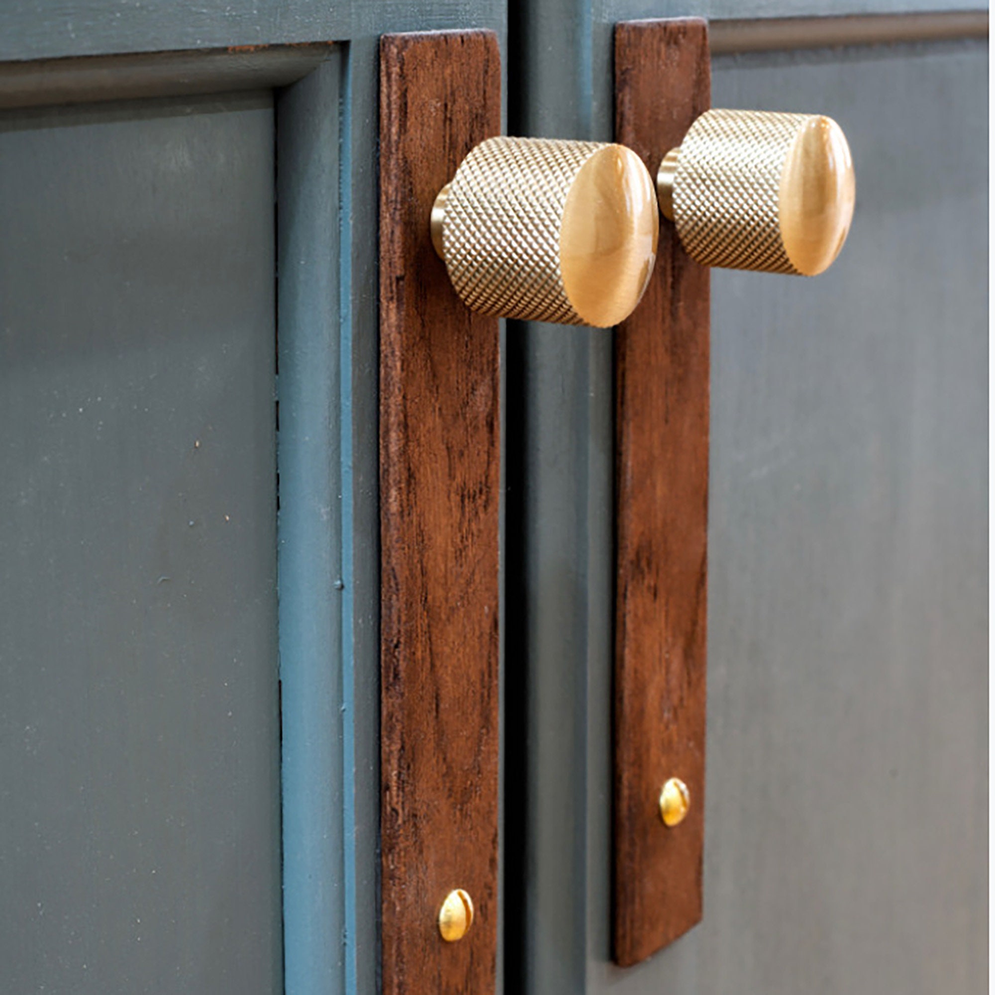 Knurled Satin Brass Gold and Black Pulls and Knobs Etsy