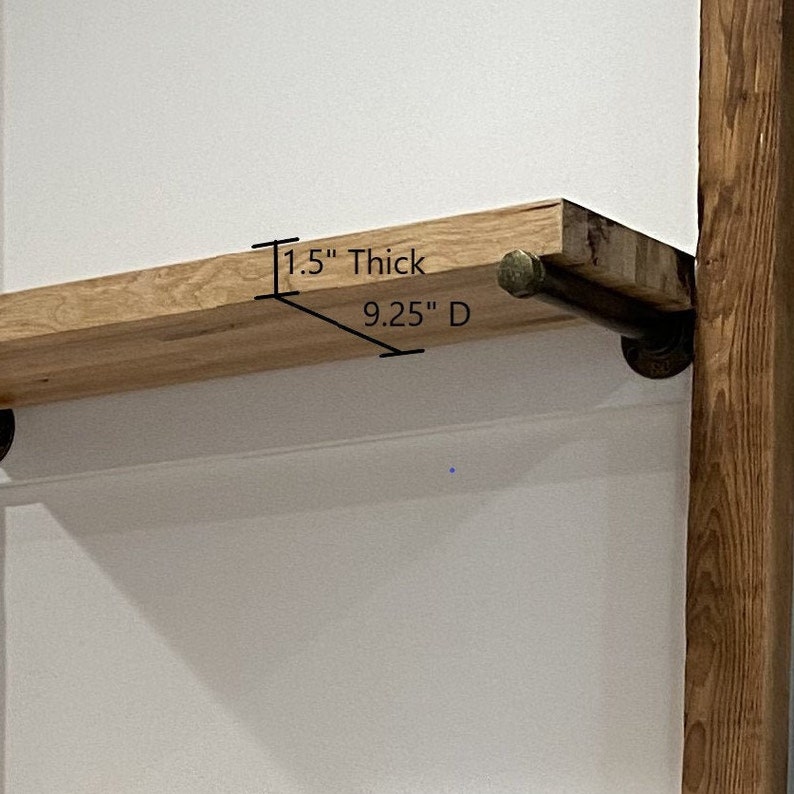 Butcher Block Wood shelf with Pipe Brackets. Gold Black Etsy