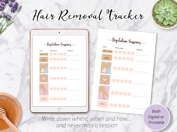 Hair removal tracker - Planner - Digital planner - Trackers - Selfcare planners - Selfcare tracker