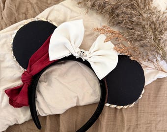 Pirates Inspired Minnie Ears Headband, Skull Bow Mouse Ears, Pirate Mouse Ears Headband with or without Skull Bow