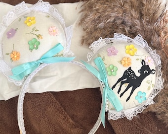 Bambi inspired, Flower Minnie Ears , Summer/ Spring Ears, Floral, Lace Mouse Ears