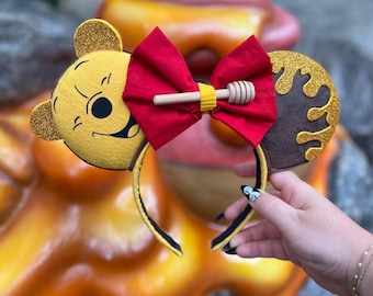 Winnie the Pooh inspired Ears, Winnie the Pooh Mouse Ears, Honey Drip Pooh Ears, Handmade Ears