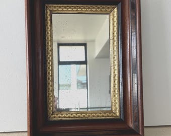 Antique Eastlake wood deep well Picture Frame with Mirror & gold liner