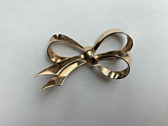 Broche Vintage Noeud Ruban - Doré à L'Or Fin Et Argenté Platine - Occasion Très Bon État