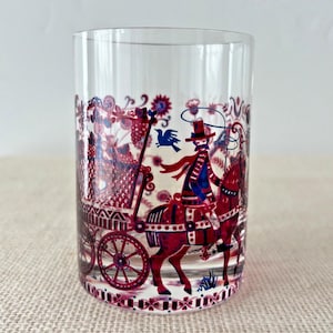 Vintage 70er Jahre Kurt Hammer Trinkglas mit Wein Ernte Motiv