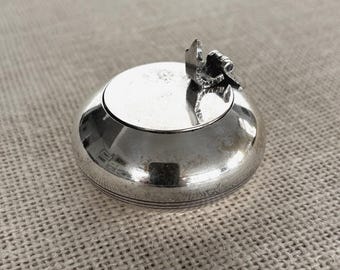 Vintage Art Deco French silver plate flip top Pocket Ashtray