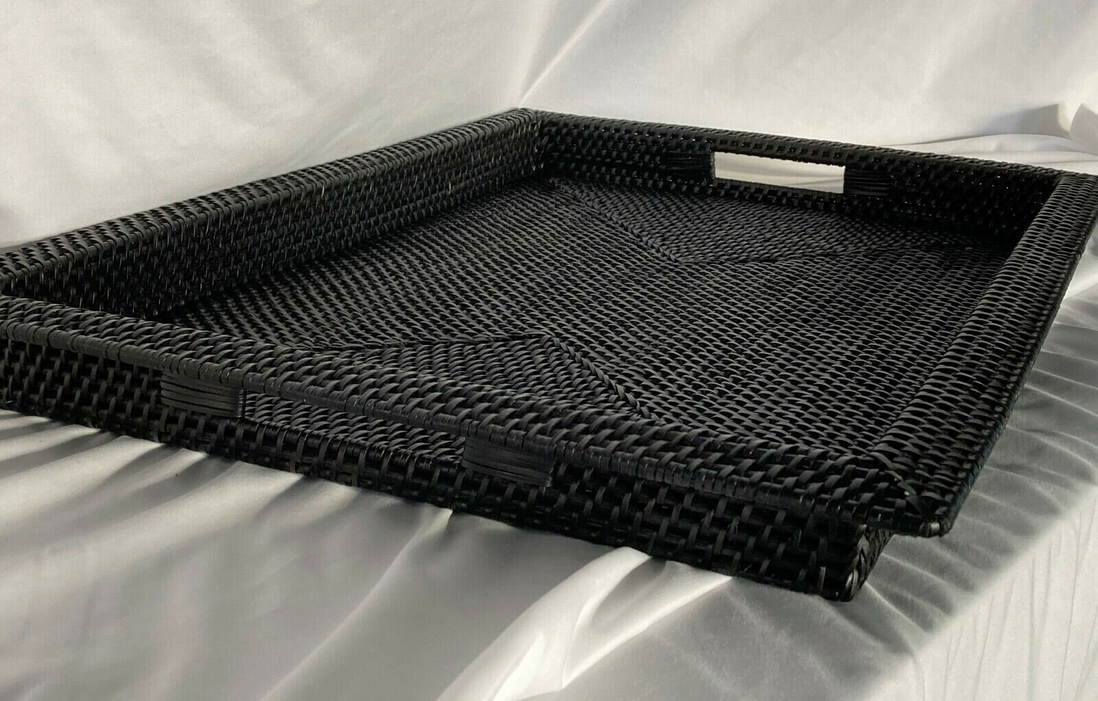 Large flat woven serving tray bed breakfast wfh office modern Etsy