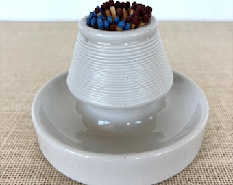 Vintage pyrogène French white porcelain Match Striker holder Ash Tray